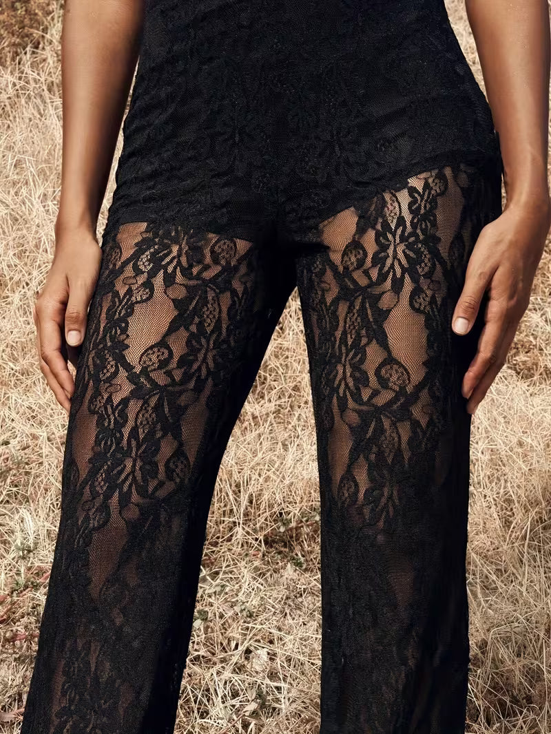 Anna – Pantalone in Pizzo Elegante che Slancia la Silhouette